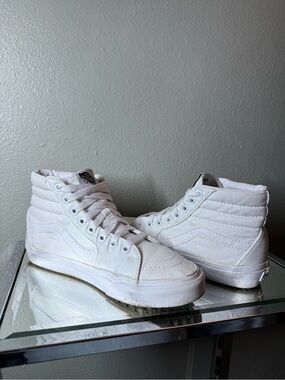 Vans Sk8-Hi True White Canvas High Top Sneakers Women’s 7 Men’s 5.5